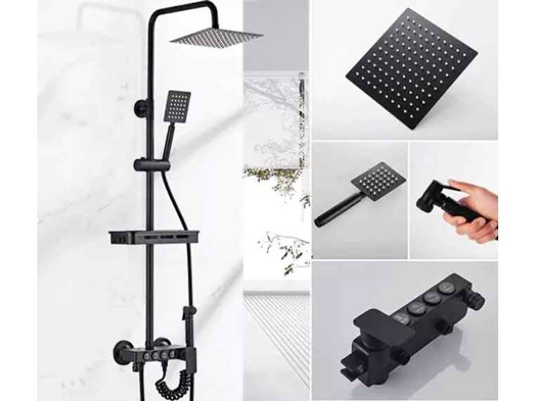 DUCHA COLUMNA NEGRA PUSH BOTON 2