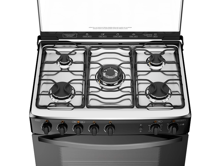 COCINA A GAS 5 PLATOS MADEMSA TRIPLE LLAMA M 940 T NEGRA 4