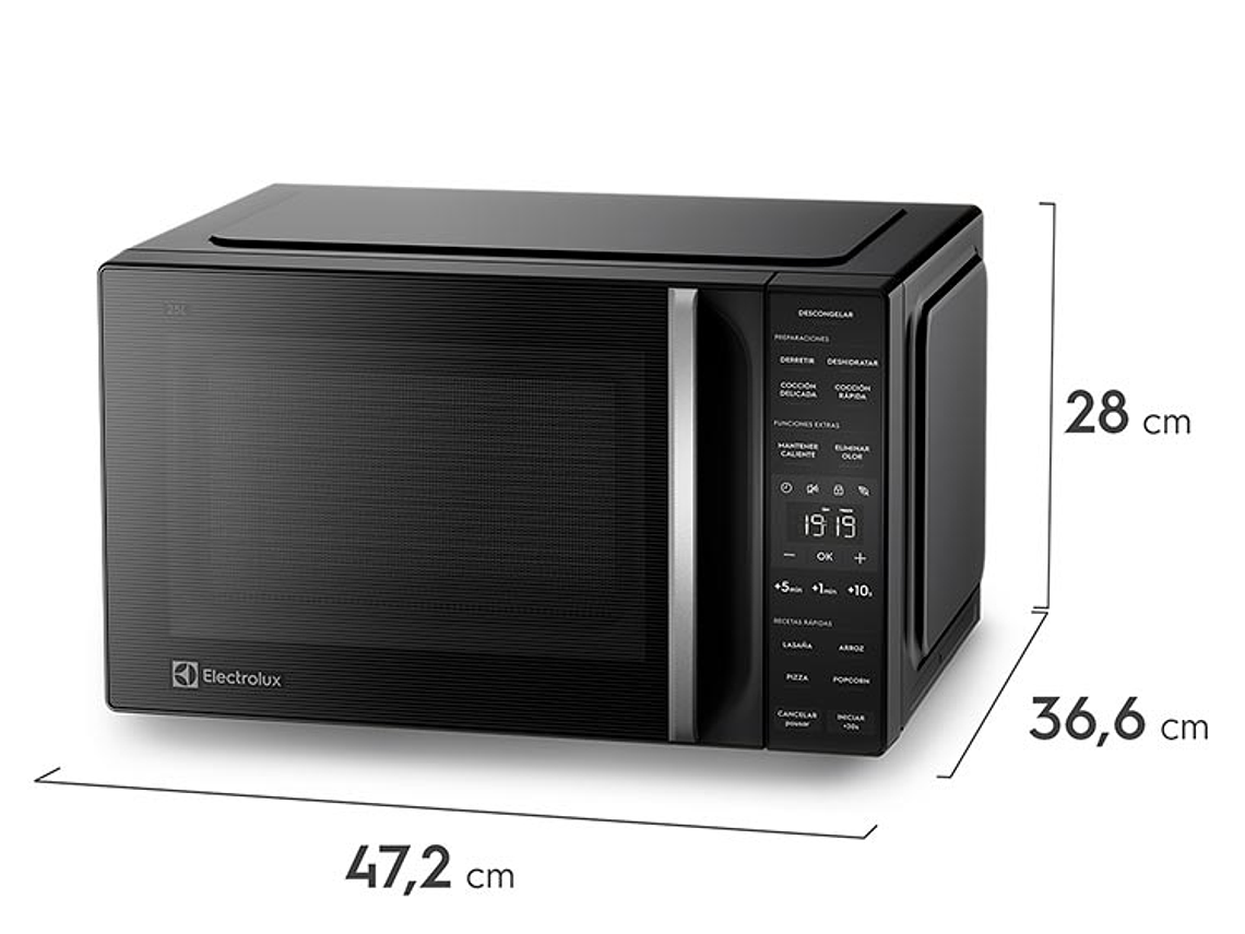 MICROONDAS ELECTROLUX 25 L ME25N DIGITAL NEGRO PLATO GIRATORIO 4
