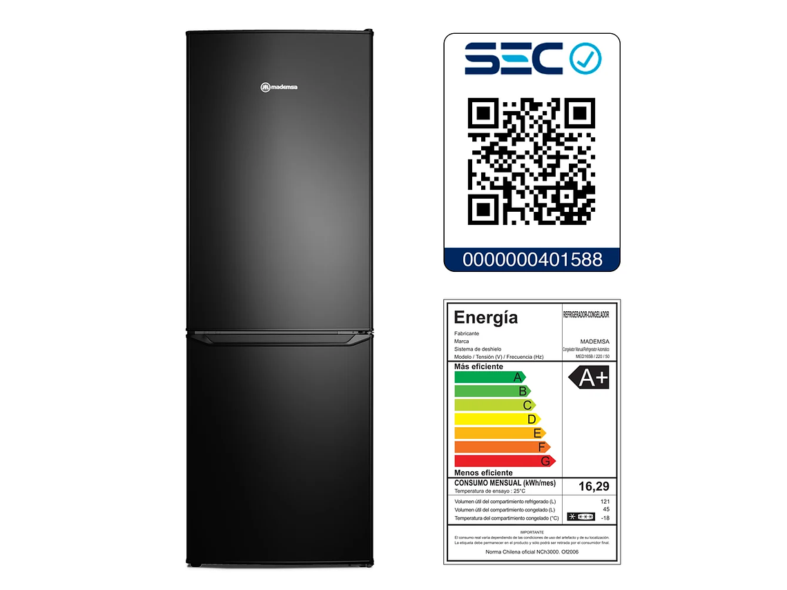 REFRIGERADOR 166L FRÍO DIRECTO BOTTOM FREEZER MED165B 7