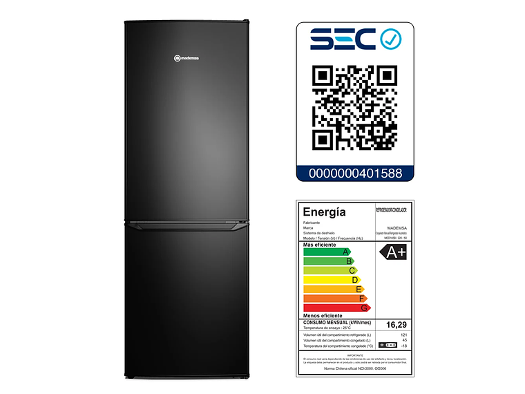 REFRIGERADOR 166L FRÍO DIRECTO BOTTOM FREEZER MED165B 7