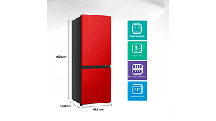 REFRIGERADOR HISENSE BOTTOM FREEZER FROST FRÍO DIRECTO 165 L RB215NR ROJO