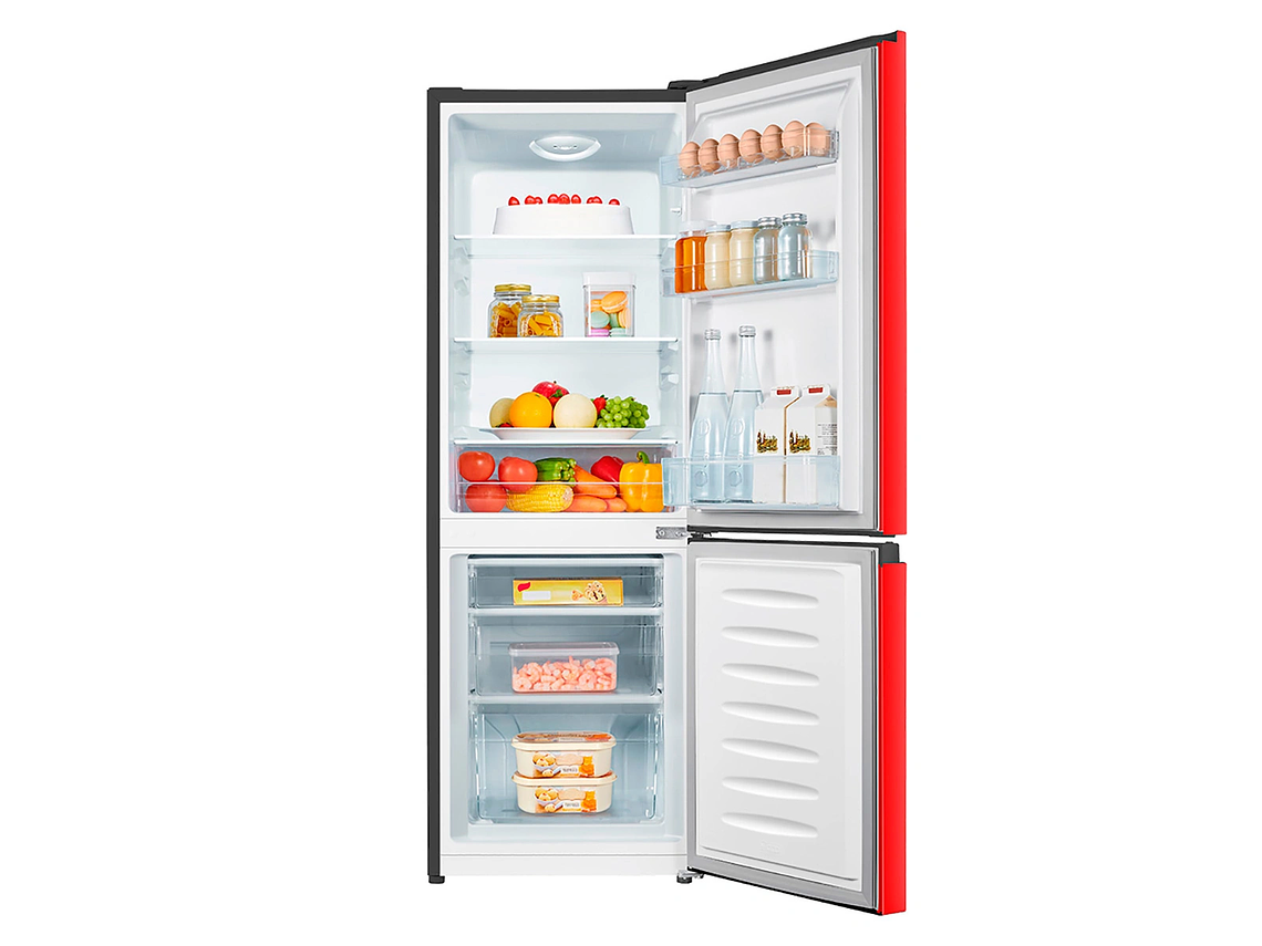 REFRIGERADOR HISENSE BOTTOM FREEZER FROST FRÍO DIRECTO 165 L RB215NR ROJO 3