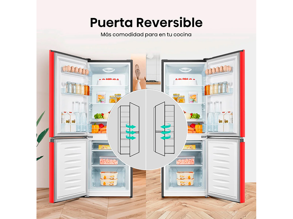 REFRIGERADOR HISENSE BOTTOM FREEZER FROST FRÍO DIRECTO 165 L RB215NR ROJO 5