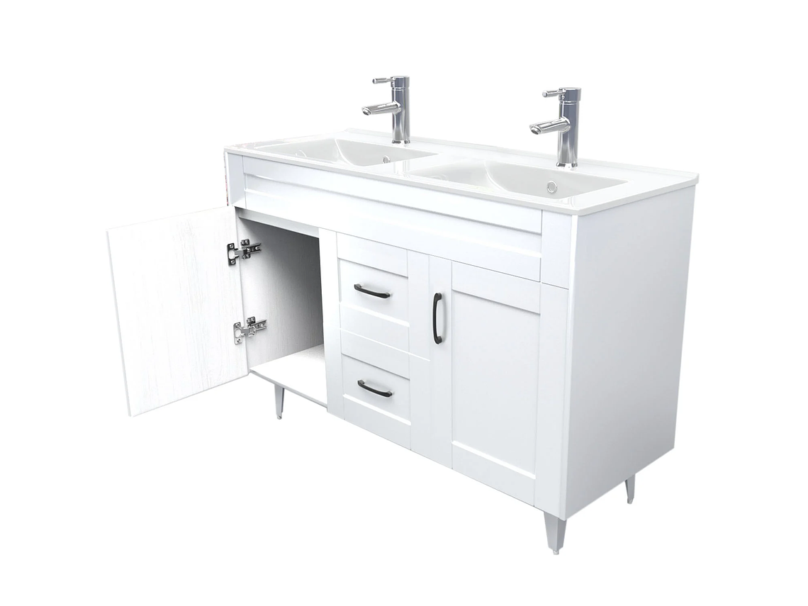 MUEBLE DOMSA VANITORIO DOBLE D120SK-B NO INCLUYE CUBIERTA 120 CM BLANCO 4