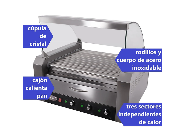 ROLLER PROCHEF HOT DOGS 11 RODILLOS MANTENEDOR PAN 3