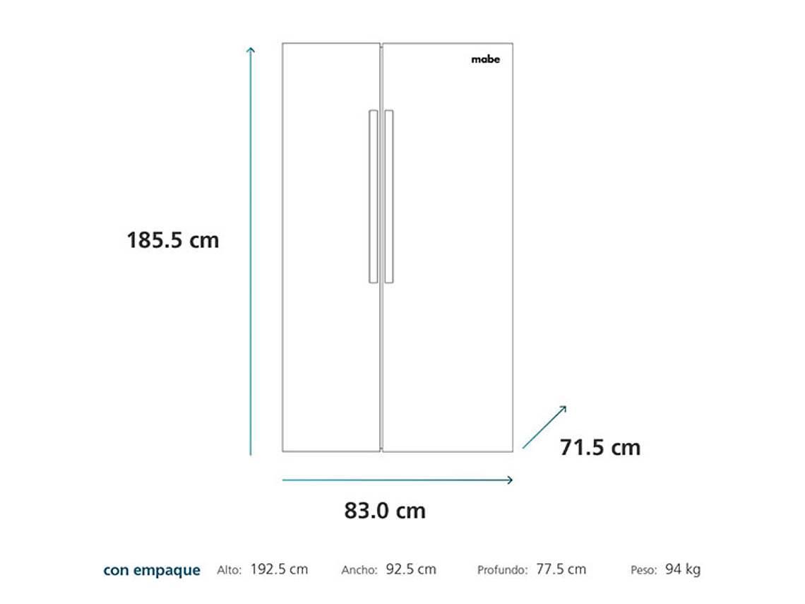 REFRIGERADOR MABE SIDE BY SIDE NO FROST 518 L SBS MSC518LKRSS0 6