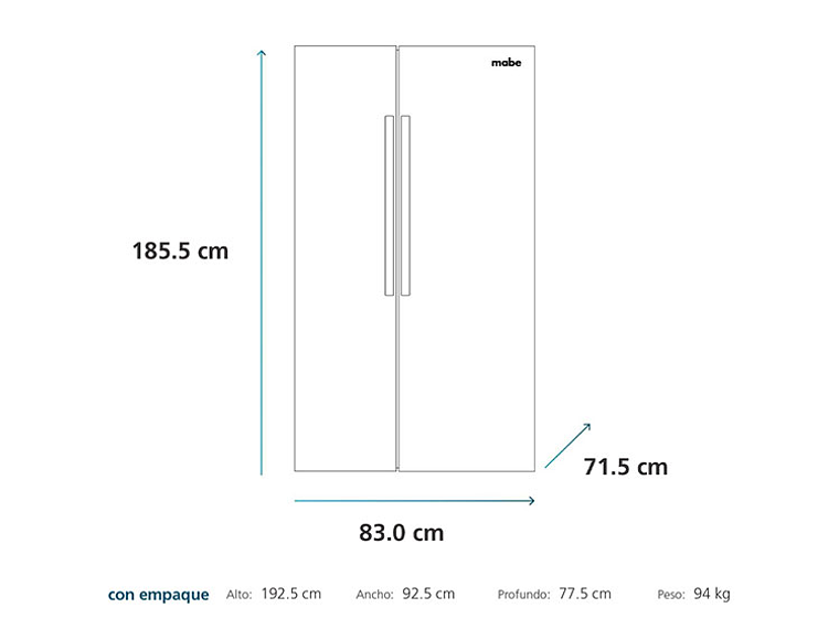 REFRIGERADOR MABE SIDE BY SIDE NO FROST 518 L SBS MSC518LKRSS0 6