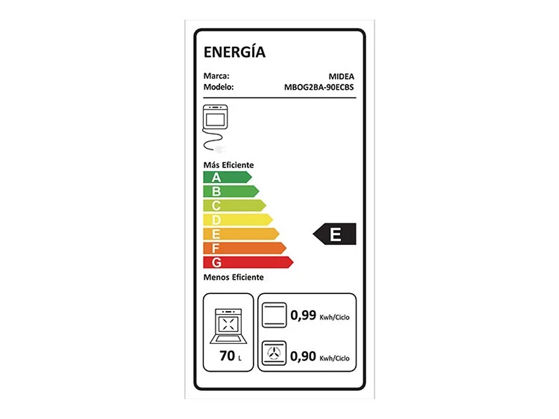 HORNO ELÉCTRICO EMPOTRABLE MIDEA 82L CON GRILL Y CONVECCIÓN MBOG2BA-90ECBS 8