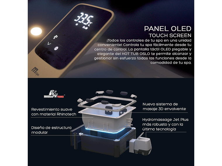 HOT TUB JACUZZI SPA RÍGIDO 6 PERSONAS OSLO FRAME WIFI MSPA 6