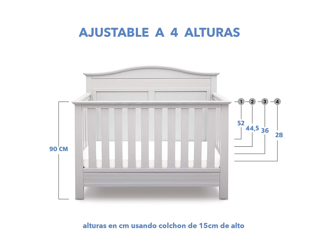 CUNA DE MADERA SERTA 4 EN 1 BARRET BLANCA 2