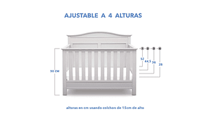 CUNA DE MADERA SERTA 4 EN 1 BARRET BLANCA