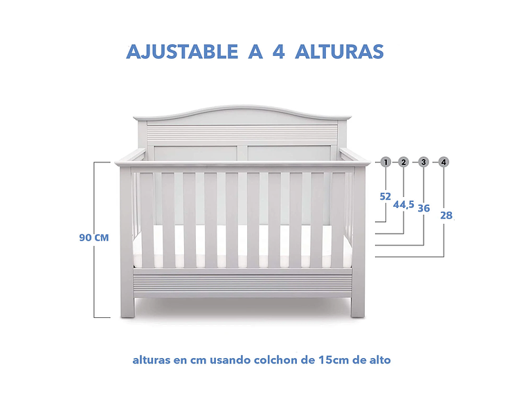 CUNA DE MADERA SERTA 4 EN 1 BARRET BLANCA 2