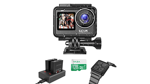 PACK CÁMARA DEPORTIVA SJCAM SJ10 PRO 4K 60FPS WIFI ESTABILIZADOR CON CARGADOR 2 BATERIAS RELOJ Y MIC