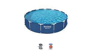 PISCINA BESTWAY REDONDA STEEL PRO CON FILTRO 3.96MX84CM AZUL
