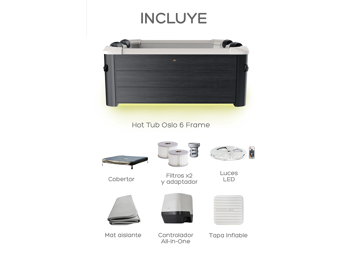 HOT TUB JACUZZI SPA RÍGIDO 6 PERSONAS OSLO FRAME WIFI MSPA 9