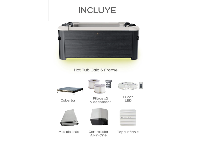 HOT TUB JACUZZI SPA RÍGIDO 6 PERSONAS OSLO FRAME WIFI MSPA 9