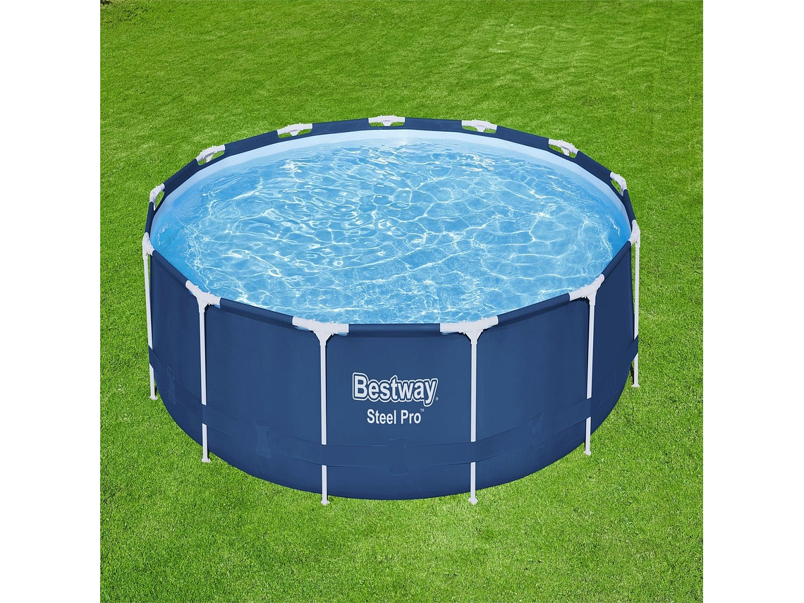 PISCINA BESTWAY REDONDA STEEL PRO CON FILTRO 3.96MX84CM AZUL 3