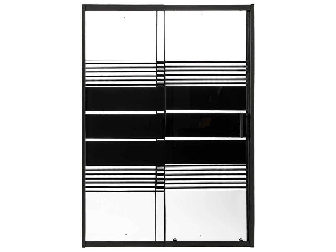 MAMPARA CON DISEÑO NEGRA AJUSTABLE 120-135X185CM 5MM (2 VIDRIOS) 1