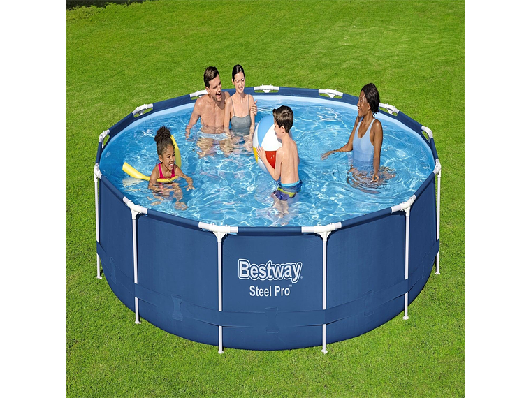 PISCINA BESTWAY REDONDA STEEL PRO CON FILTRO 3.96MX84CM AZUL 6