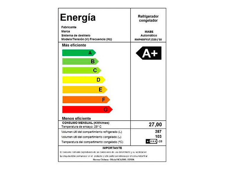 REFRIGERADOR MABE TOP MOUNT FREEZER NO FROST 400 L RMP400FYUT GRAFITO 10