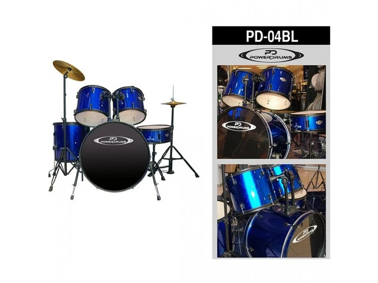 SET DE BATERÍA POWERDRUMS PD-04 12 13 16 PULGADAS AZUL 1
