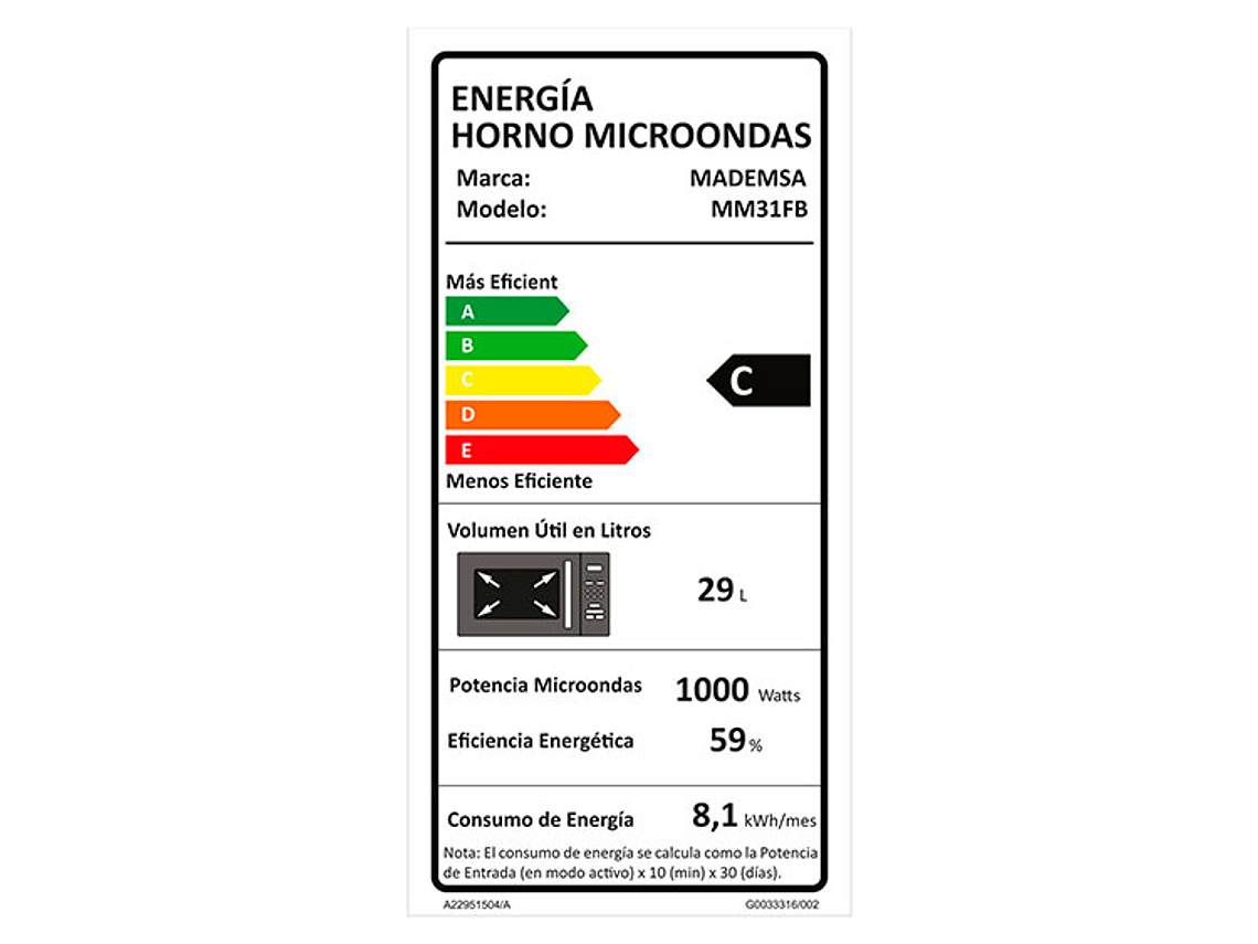 MICROONDAS DIGITAL MM31FB 31 LTS MADEMSA 7
