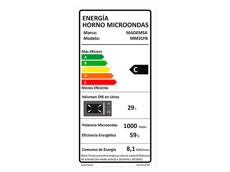 MICROONDAS DIGITAL MM31FB 31 LTS MADEMSA 7
