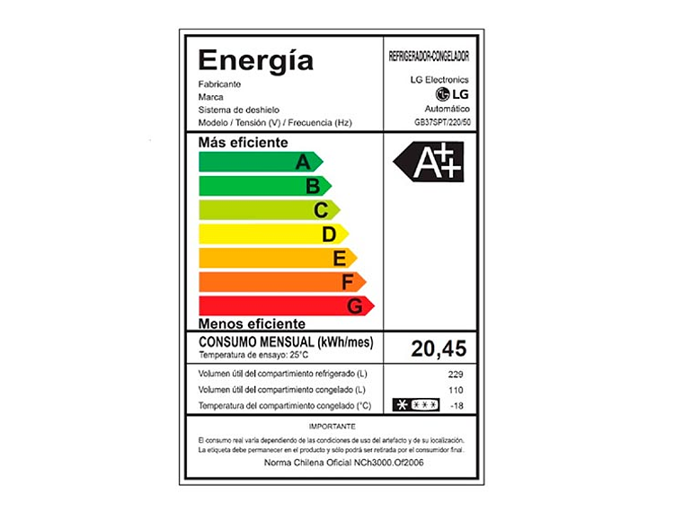 REFRIGERADOR BOTTOM FREEZER LG GB37SPT NO FROST 339 LT 10