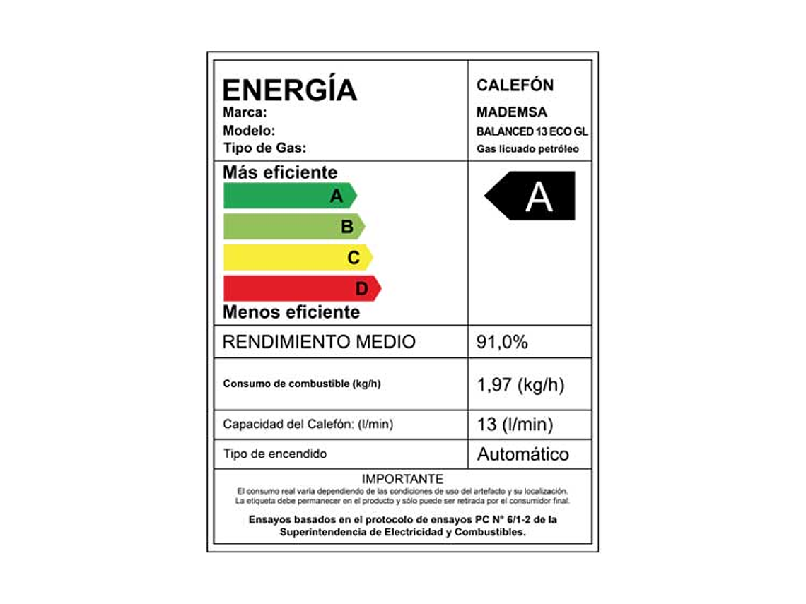 CALEFONT GAS LICUADO 13 LITROS TIRO BALANCEADO BALANCED ECO 5