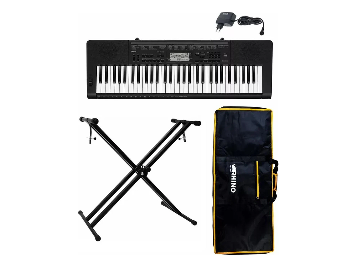 PACK CASIO TECLADO + ATRIL Y FUNDA ACOLCHADA RHINO CTK-3500 1