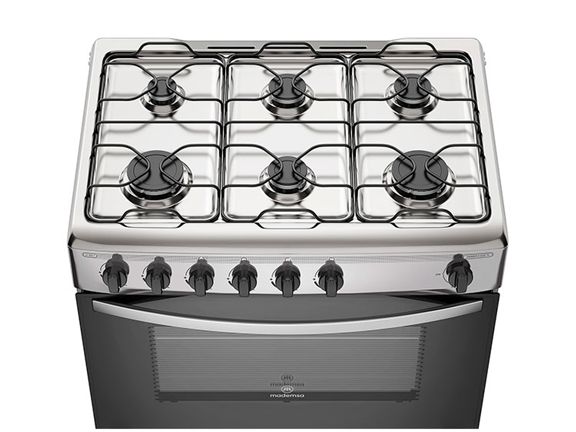 COCINA A GAS LIQUADO MADEMSA 6 PLATOS M 810 T SILVER NEGRO 3