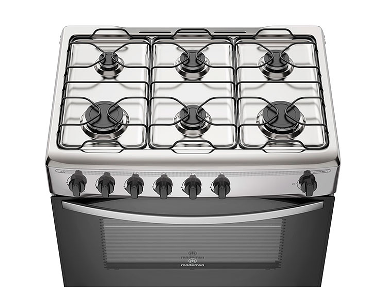 COCINA A GAS LIQUADO MADEMSA 6 PLATOS M 810 T SILVER NEGRO 3