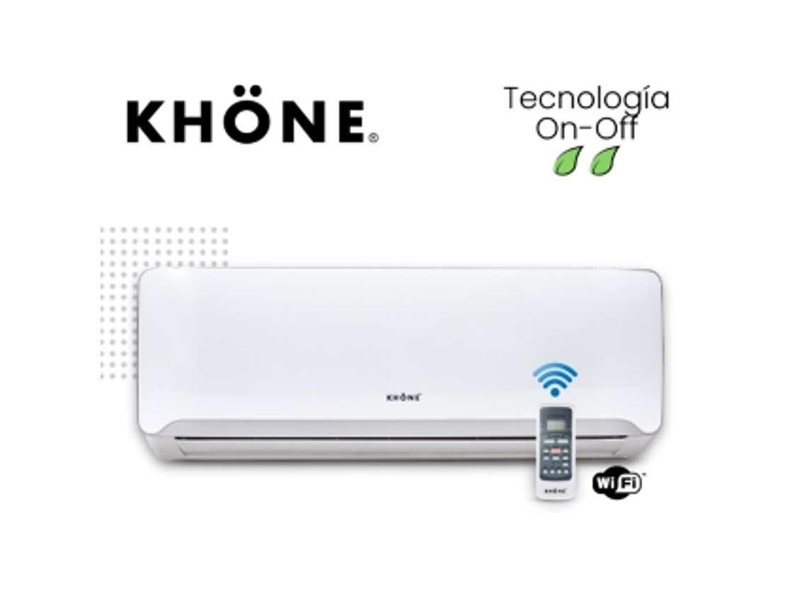 AIRE ACONDICIONADO DE 12000 BTU TIPO SPLIT MURO ON/OFF WIFI KHONE 1