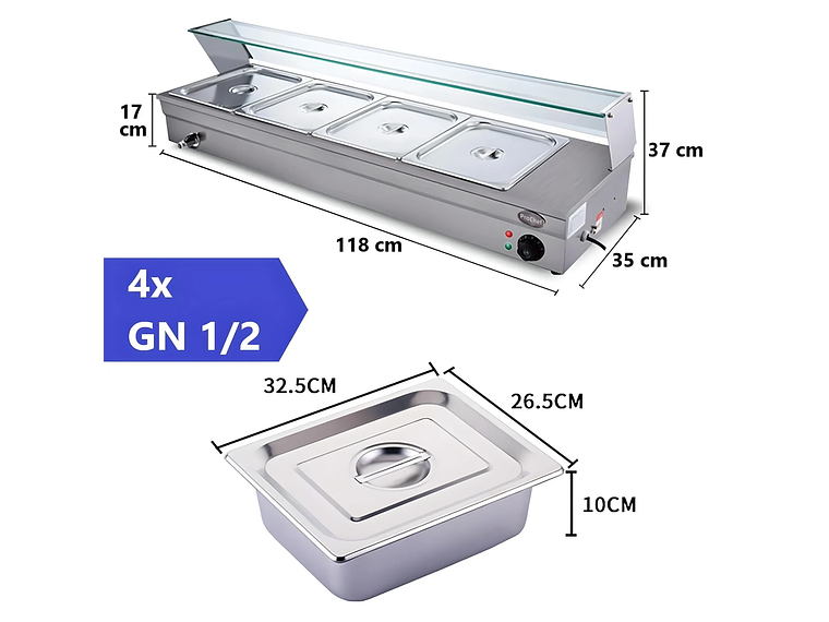 VITRINA PROCHEF CALOR BAÑO MARIA SOBREMESA 4 X GN 1/2 5
