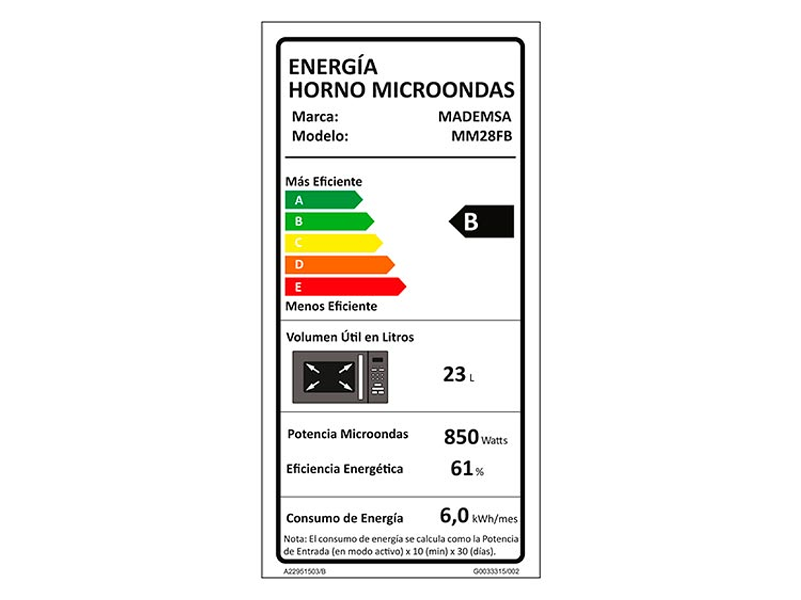 MICROONDAS DIGITAL MM28FB 28 LTS MADEMSA 7