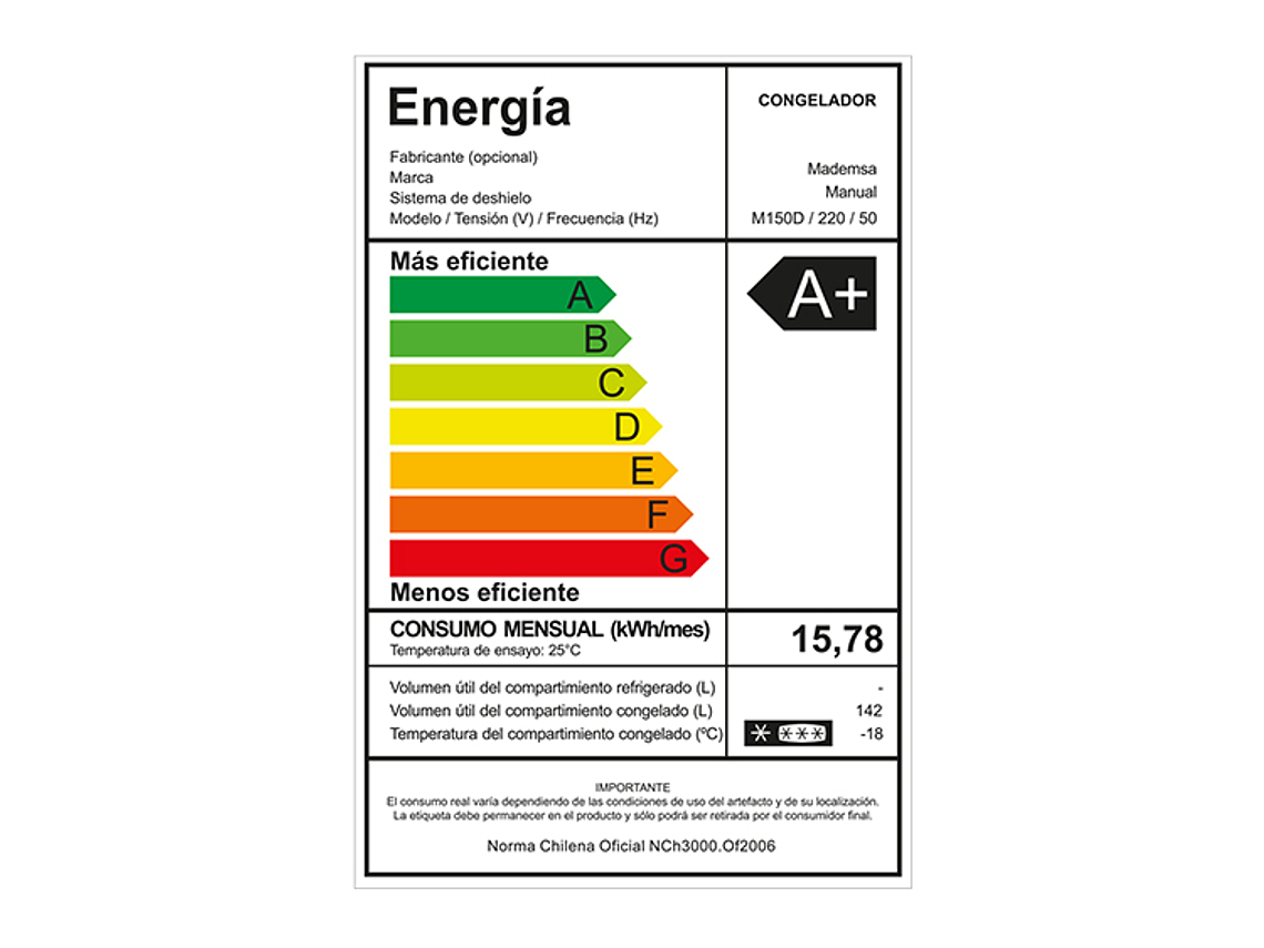 FREEZER HORIZONTAL MADEMSA 142 L FRÍO DIRECTO DUAL M150D 7