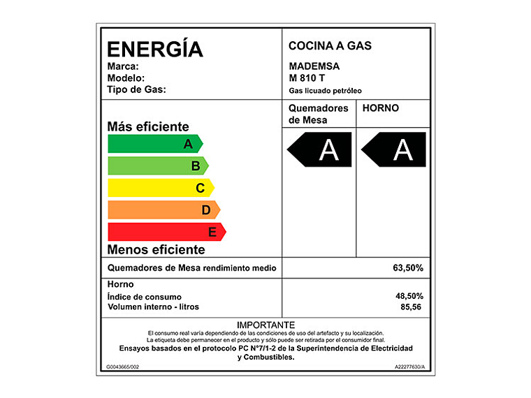 COCINA A GAS LIQUADO MADEMSA 6 PLATOS M 810 T SILVER NEGRO 9
