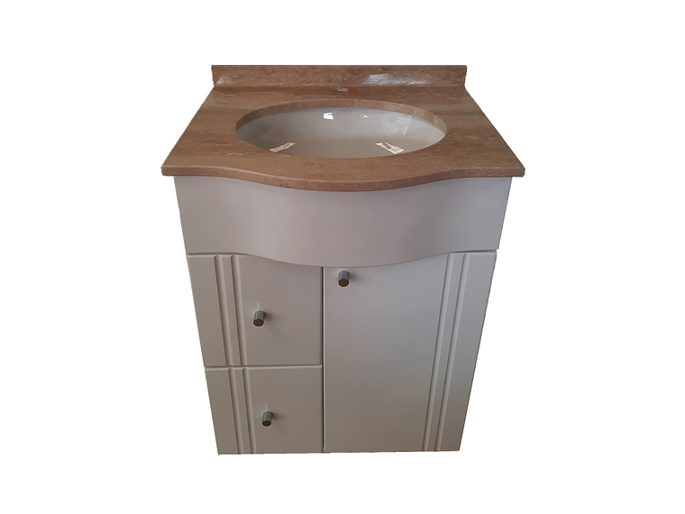 MUEBLE TMUEBLES TRAVERTINO CURVO VANITORIO LACADO CUBIERTA MÁRMOL 60 X 50 X 85 BLANCO 1