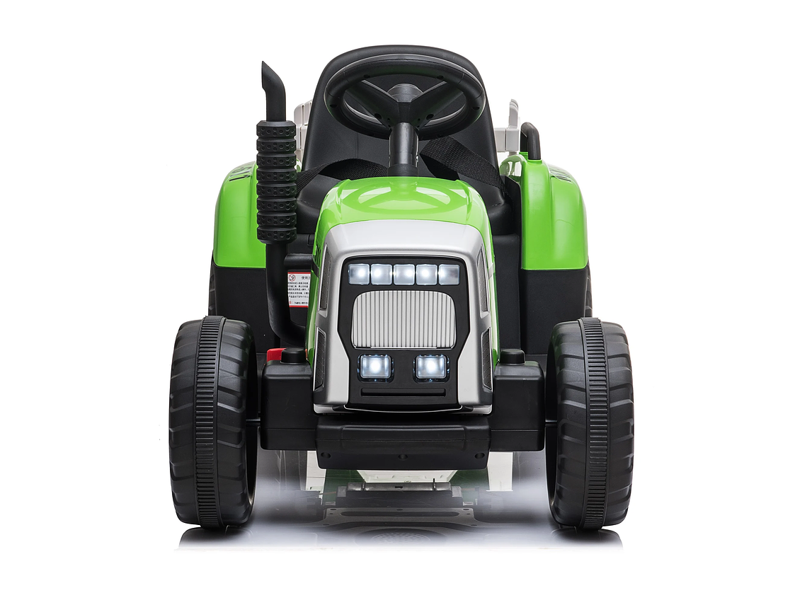 TRACTOR CON CARRO 12V VERDE 3