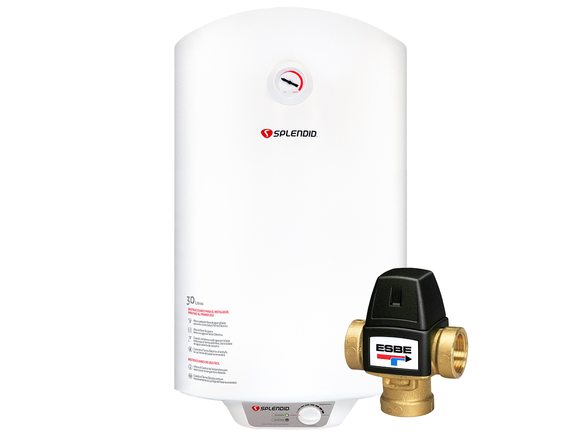 PACK TERMO ELÉCTRICO 30L MURAL + VÁLVULA MEZCLADORA 1/2 1