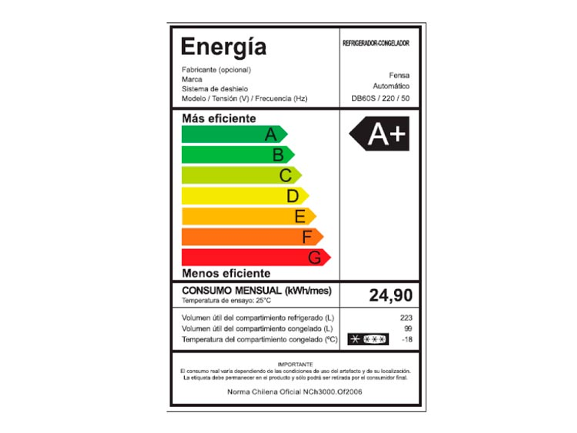 REFRIGERADOR FENSA BOTTOM FREEZER 322 L DB60S 5
