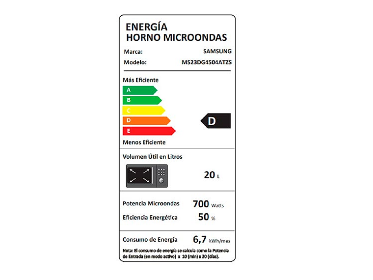 MICROONDAS SAMSUNG 23 L MS23DG4504ATZS QUICK DEFROST PLATO GIRATORIO 9