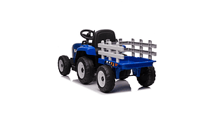 TRACTOR CON CARRO 12V AZUL