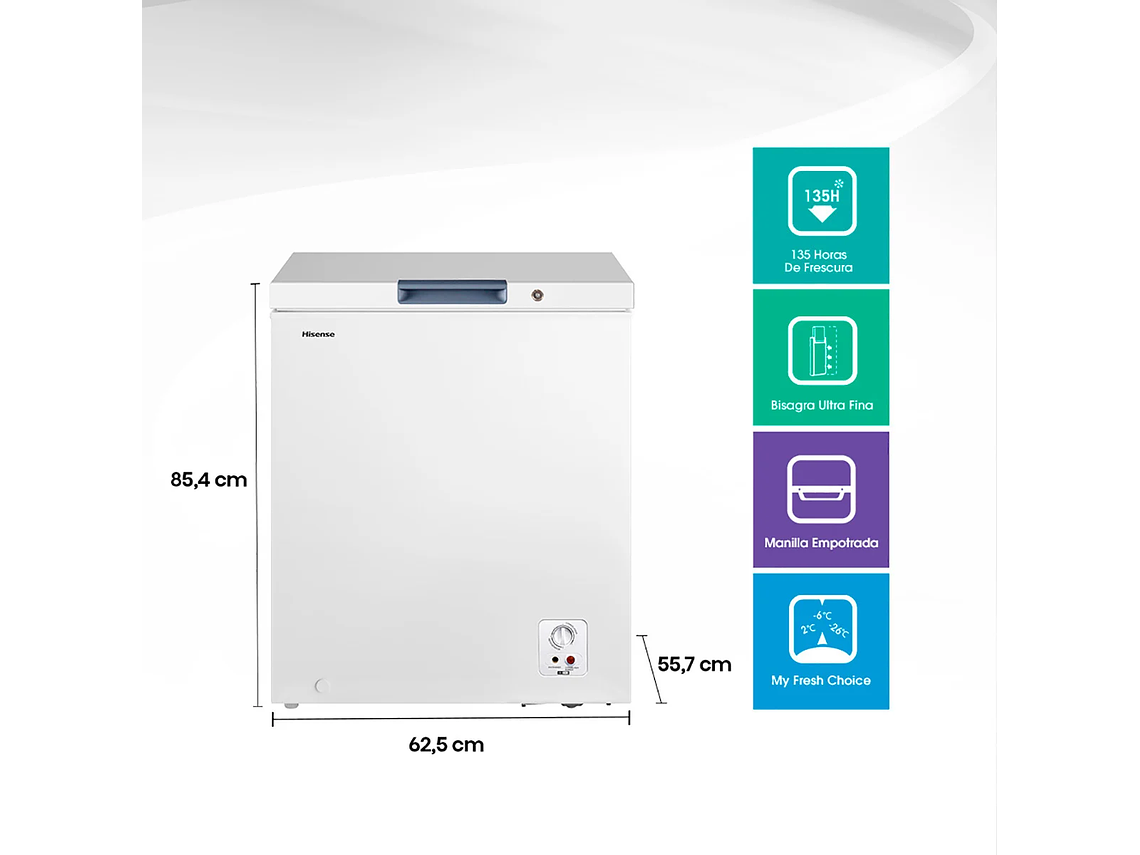 FREEZER HORIZONTAL HISENSE 142 L FRÍO DIRECTO DUAL FC184D4AW1 FUNCTION 1