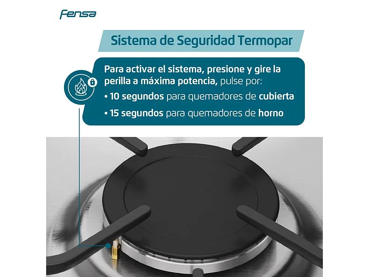 COCINA A GAS 4 PLATOS FENSA QUEMADORES LATERALES F2525 T 7