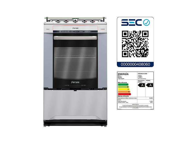 COCINA A GAS 4 PLATOS FENSA QUEMADORES LATERALES F2525 T 9