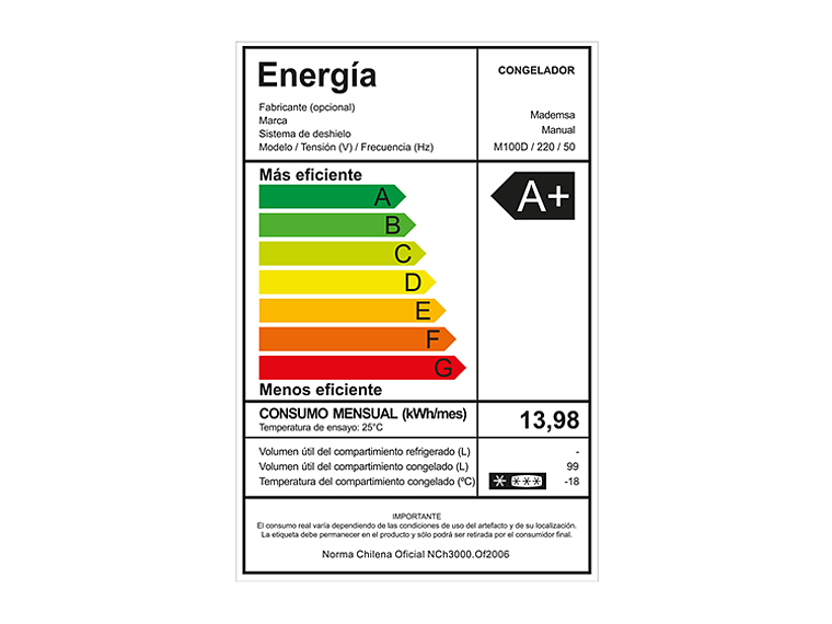 FREEZER HORIZONTAL MADEMSA 99 L FRÍO DIRECTO DUAL M100D 7