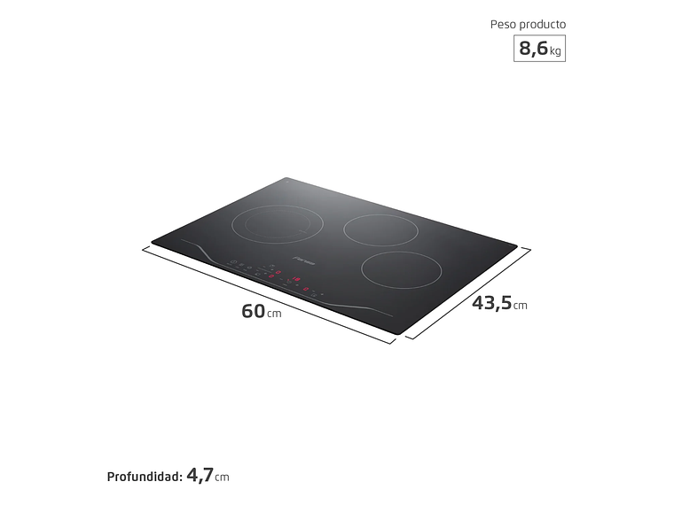 ENCIMERA ELÉCTRICA 3 PLATOS FENSA VITROCERÁMICA FEV 3T 2