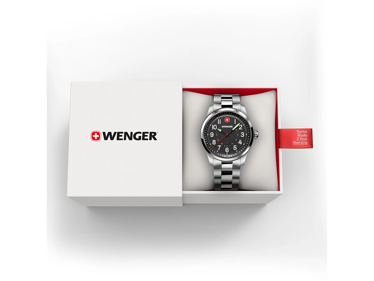 RELOJ WENGER HOMBRE TERRAGRAPH DIAL NEGRO 43 MM CORREA ACERO 3